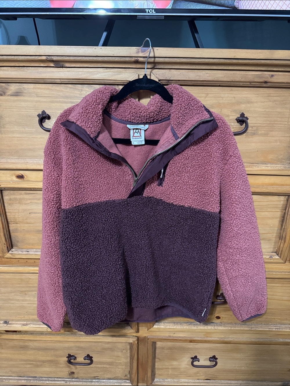 Avalanche Two-Tone Mauve and Plum Sherpa Pullover Jacket
